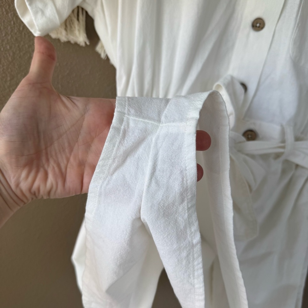 FREE‎ PEOPLE No Plans White Button Front Romper Playsuit EUC C - Picture 8 of 12